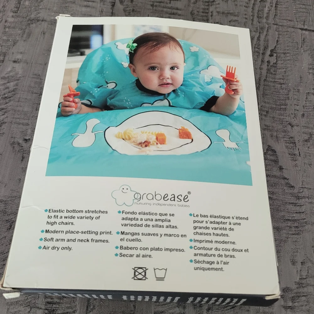 Grabease Baby All Over Bib Teal Fun Cloud Pattern